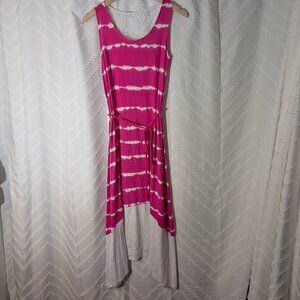 kensie white & pink tie dye maxi dress, Size S